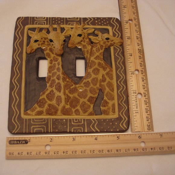 Vicki Lane vintage ceramic 3D GIRAFFE SWITCH PLATE double light BRAND NEW - Picture 3 of 3